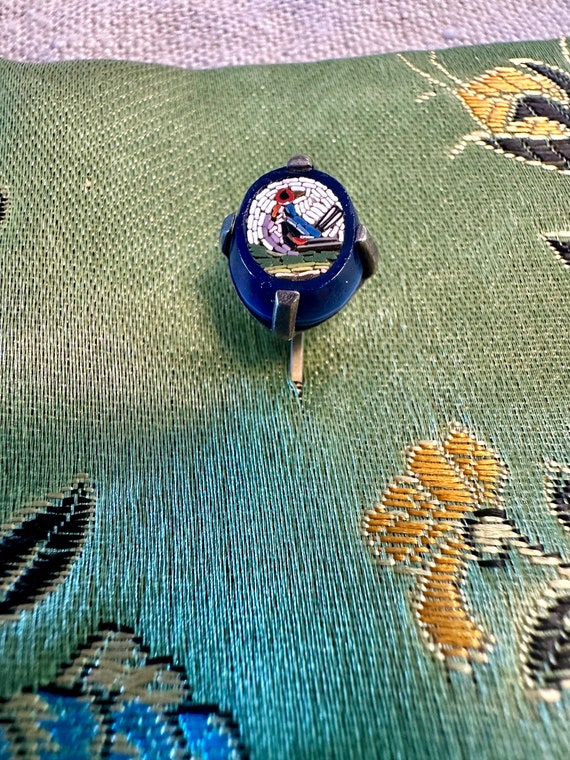 Micro mosaic stickpin of a bird finely hand made s