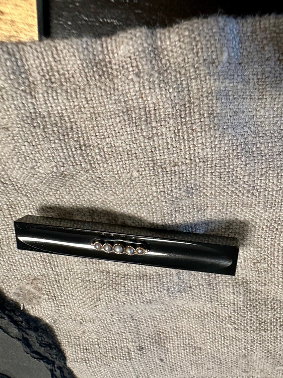 14k Victorian Brooch rectangular thick highly pol… - image 2