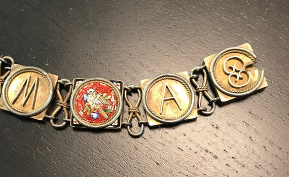 Victorian ROMA Micro Mosaic Silver Italian Grand TOUR Link