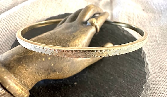 14k Bangle Edwardian engine turned engraving appr… - image 1