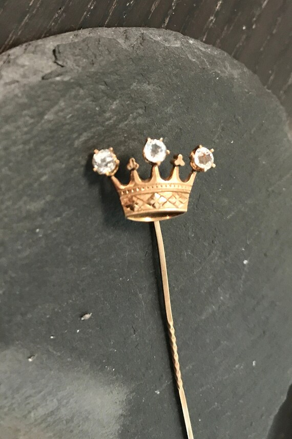 12k jeweled crown stickpin-royal! - image 2