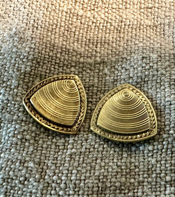 14k geometric yellow gold antique stud earrings