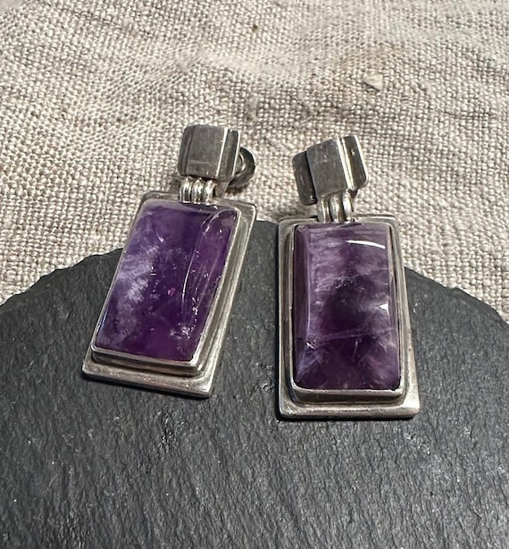 Fantastic Sterling Amethyst Mid Century Mexican b… - image 1