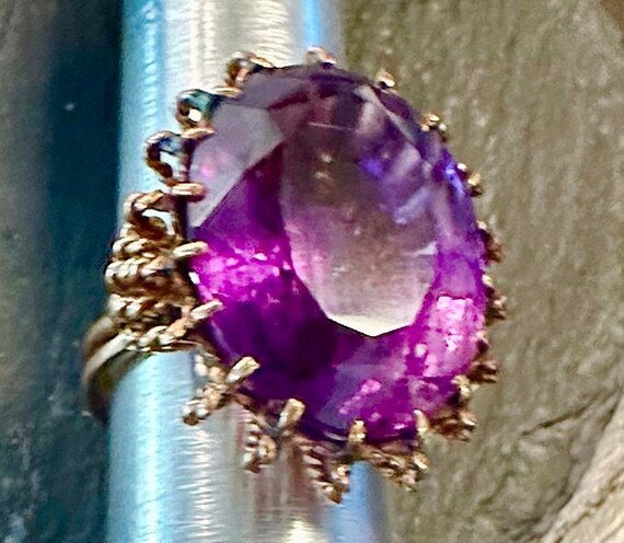 18k vintage large genuine beautiful Amethyst ring… - image 6