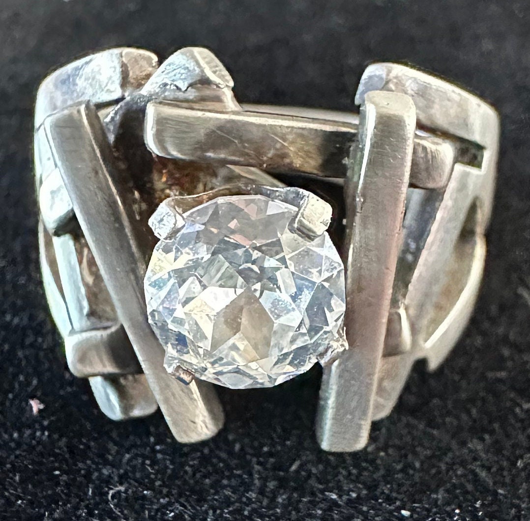 Constructivist Rings Sterling Ring Modernist(constructivism)-unique Statement Ring With ...