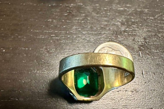 10k Deco rectangular Emerald paste ring, multi go… - image 5