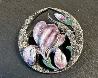 Spilla art nouveau diamante e zaffiri