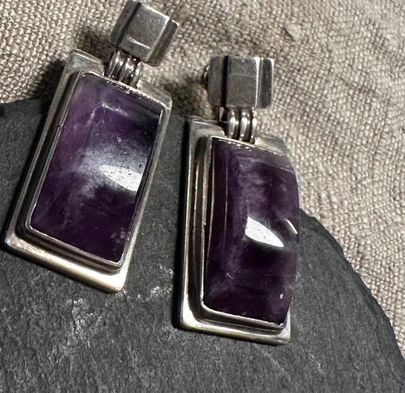 Fantastic Sterling Amethyst Mid Century Mexican b… - image 7