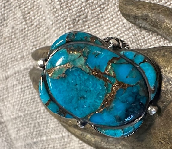 Sterling Mohave Turquoise unusual designed ring-S… - image 6