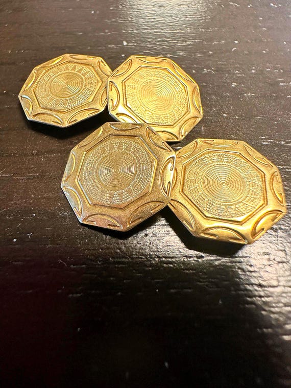 10k cufflinks elegant DEco Octagonal double sided… - image 1