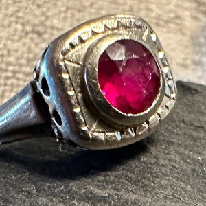 14k Ring Man Made Ruby Circa 1920-30s. White and Yellow Gold Intriguing ...