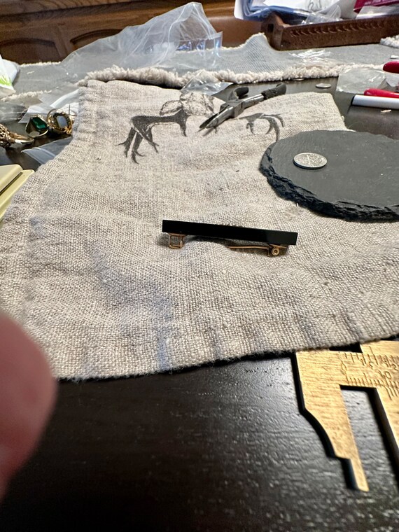 14k Victorian Brooch rectangular thick highly pol… - image 6