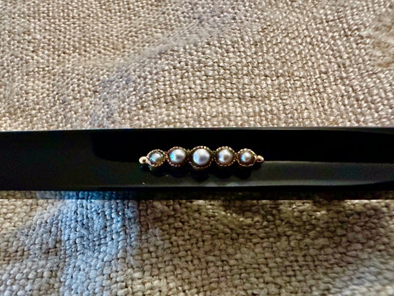 14k Victorian Brooch rectangular thick highly pol… - image 3