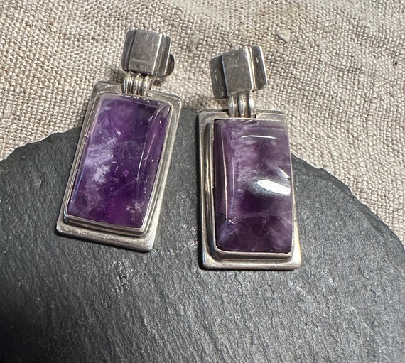 Fantastic Sterling Amethyst Mid Century Mexican b… - image 2