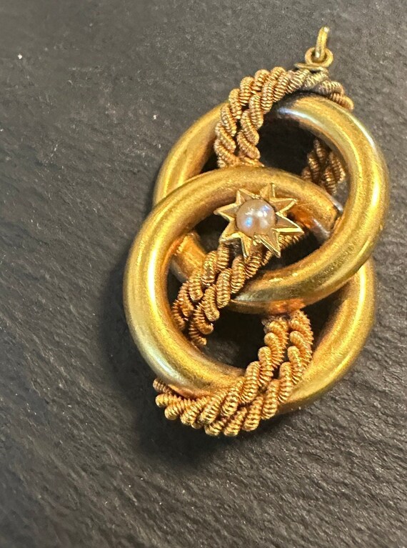 14k Yellow gold pendant-lovely lovers knot natura… - image 3