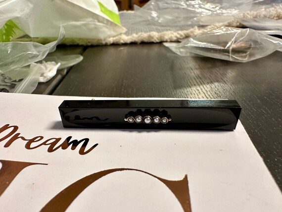 14k Victorian Brooch rectangular thick highly pol… - image 7