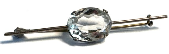 STerling brooch oval faceted Rock crystal skate b… - image 4