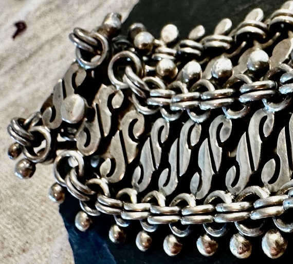OLDER Mexican sterling dramatic heavy link bracel… - image 8