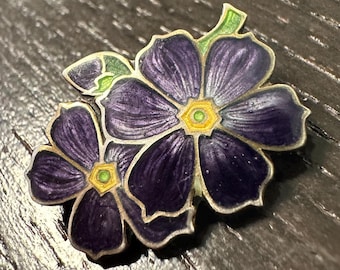 Sterling Violet Enameled dainty pin-Art Nouveau antique