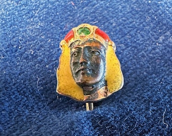 14k Stick Pin antique enameled Emerald-Sultan, Sheikh