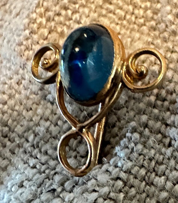 10k antique stickpin Cabochon glass sapphire-Edwa… - image 3