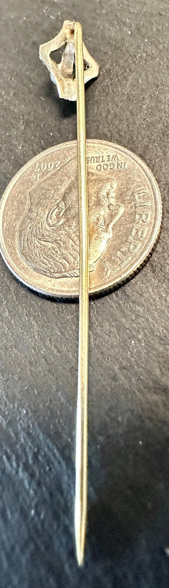 14k multi gold Edwardian Stickpin with natural 2.… - image 5
