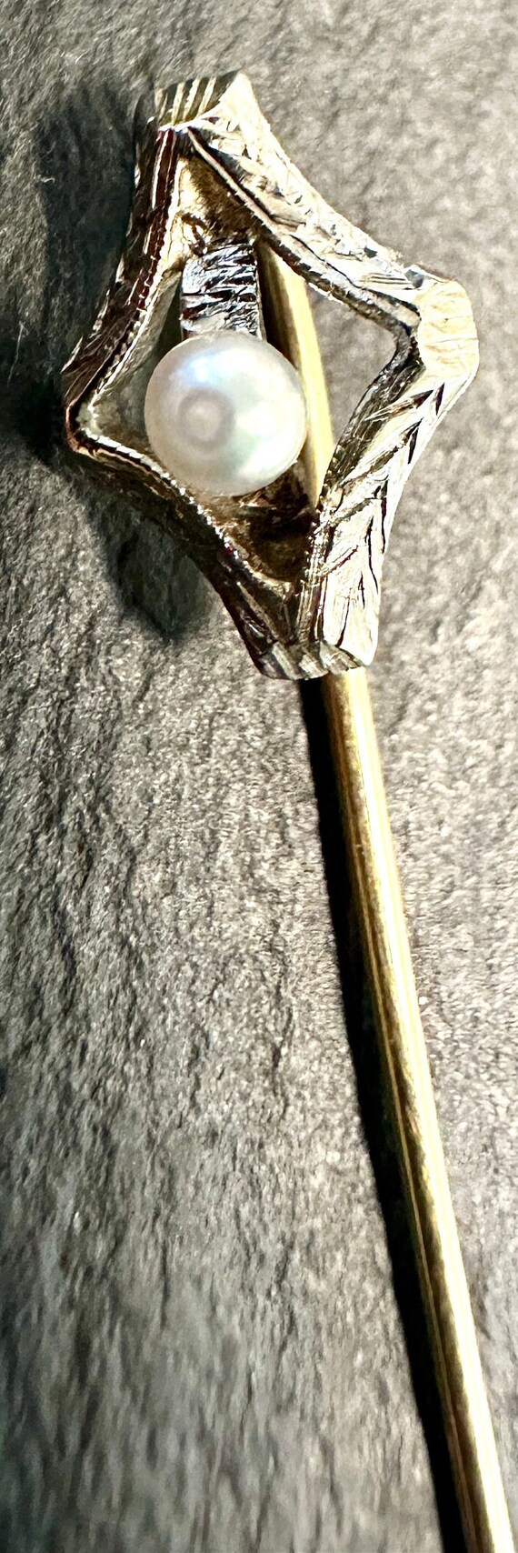 14k multi gold Edwardian Stickpin with natural 2.… - image 3