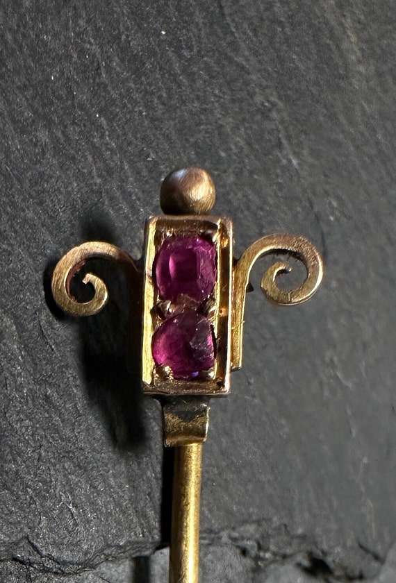 Victorian 14K double ruby stickpin - image 5