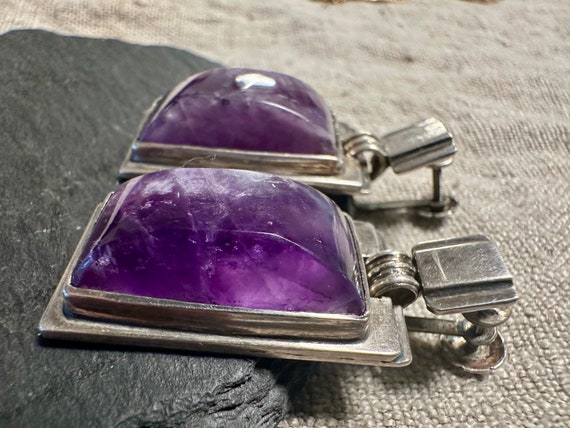 Fantastic Sterling Amethyst Mid Century Mexican b… - image 5