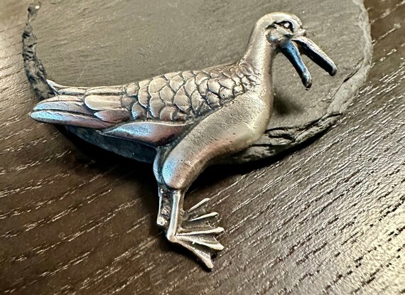 Sterling Artist made Seagull brooch with personal… - image 2