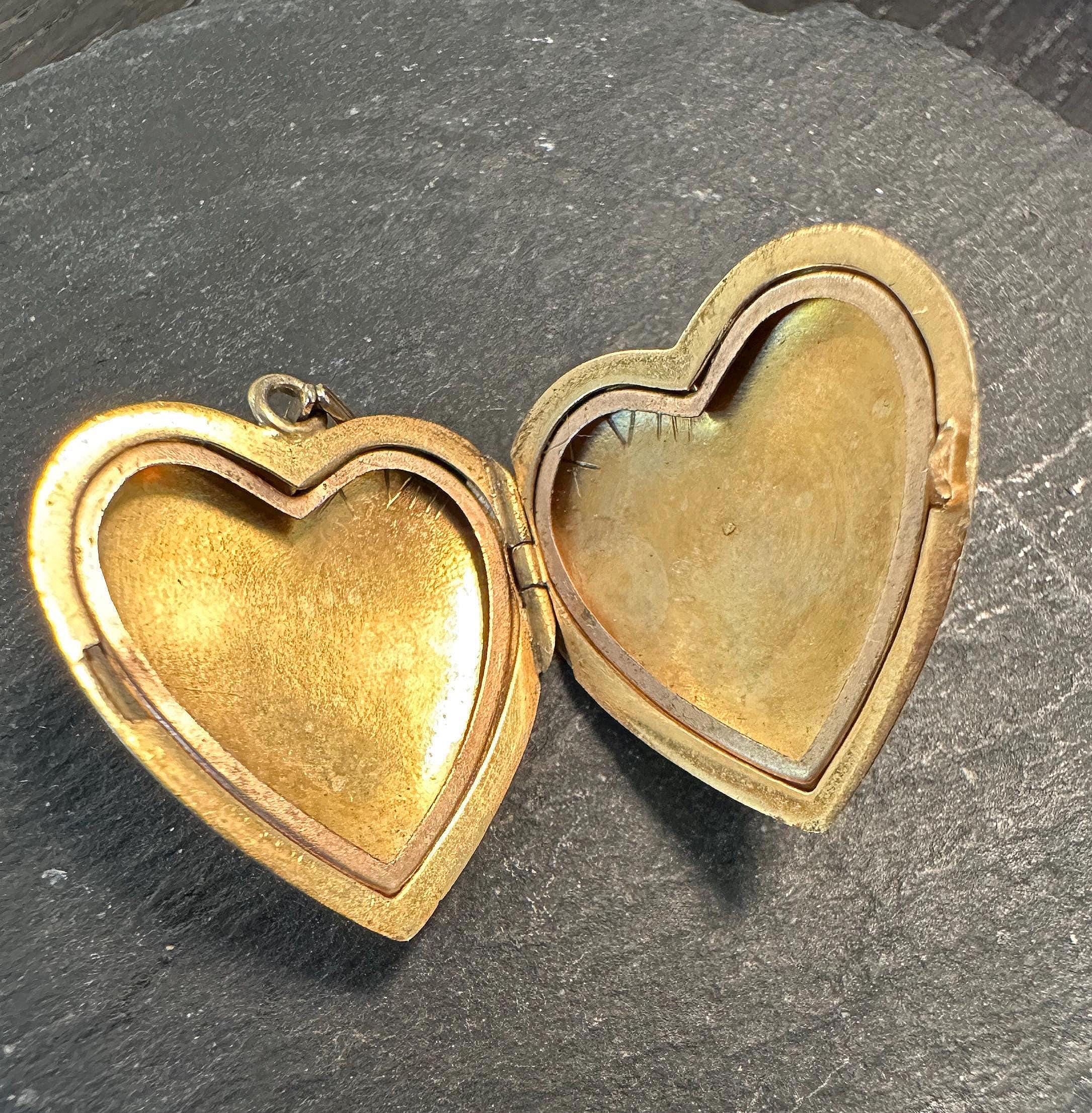 Large 14k Gold Filled Heart Photo Locket Pendant – Hand Engraved – With Lifetime Guarantee