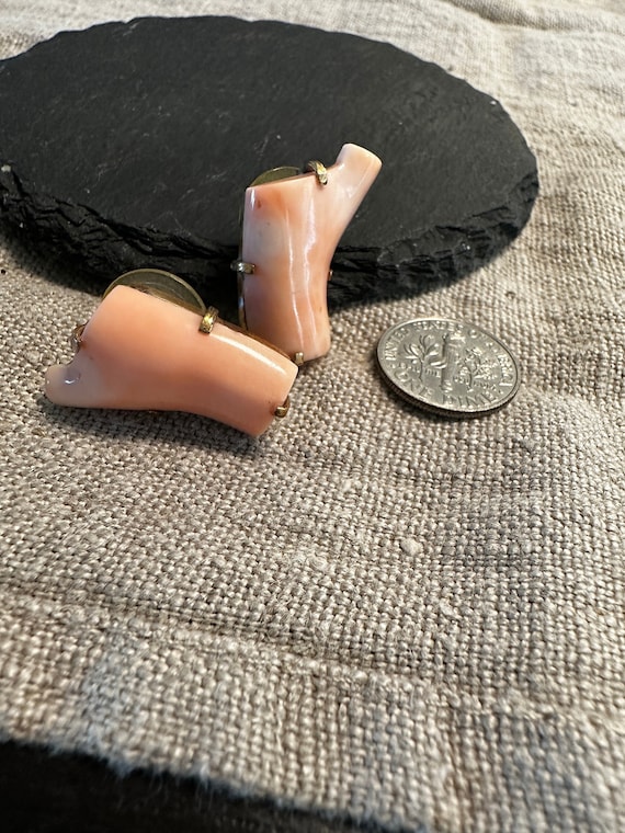 Angel skin Coral vintage earring-Large and lovely 