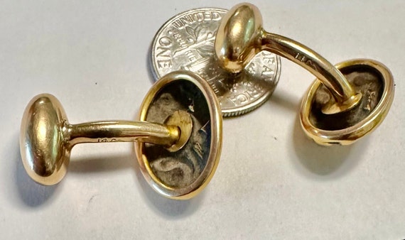 14k solid gold cufflinks antique Art Nouveau-love… - image 5