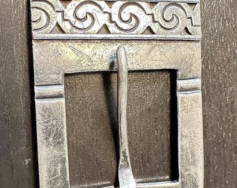 Sterling Buckle, western style, Mexican Mid Century signed by Victoria