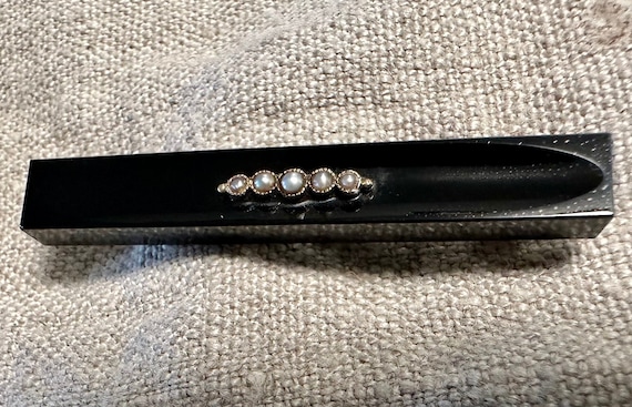 14k Victorian Brooch rectangular thick highly pol… - image 1