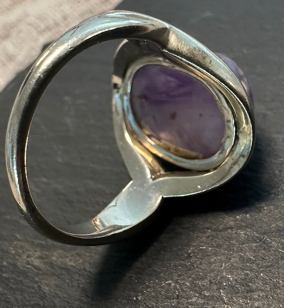 18K Egyptian revival Ring-Carved genuine Amethyst… - image 3