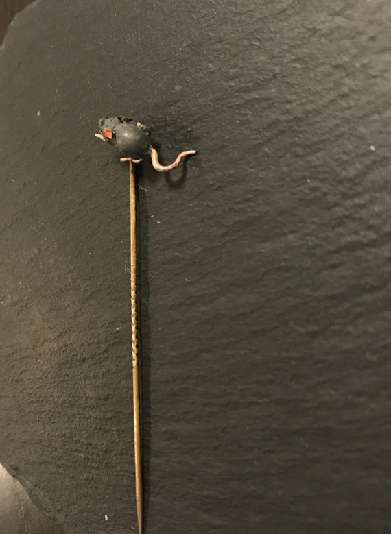 Mouse enameled GF Victorian Stickpin-Rare find - image 1