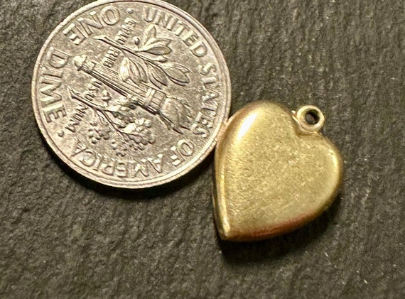 14k small puffy heart charm with genuine blue Sap… - image 7