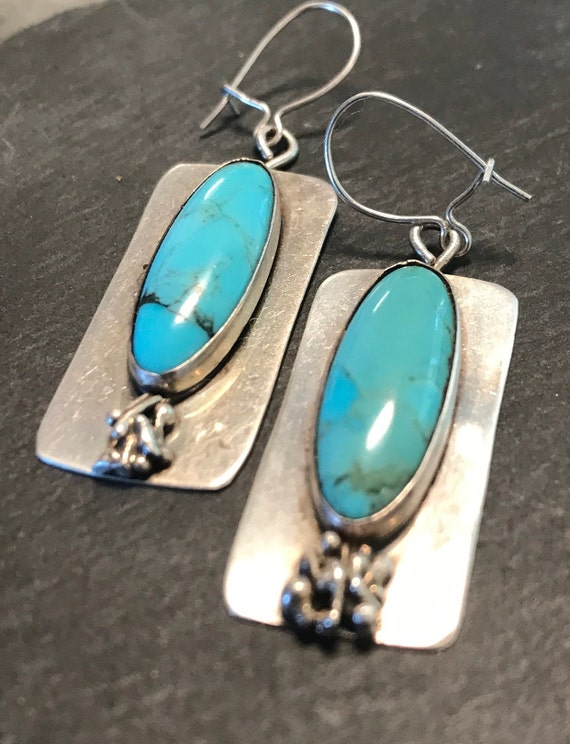 STerling studio unique man made turquoise drop ear