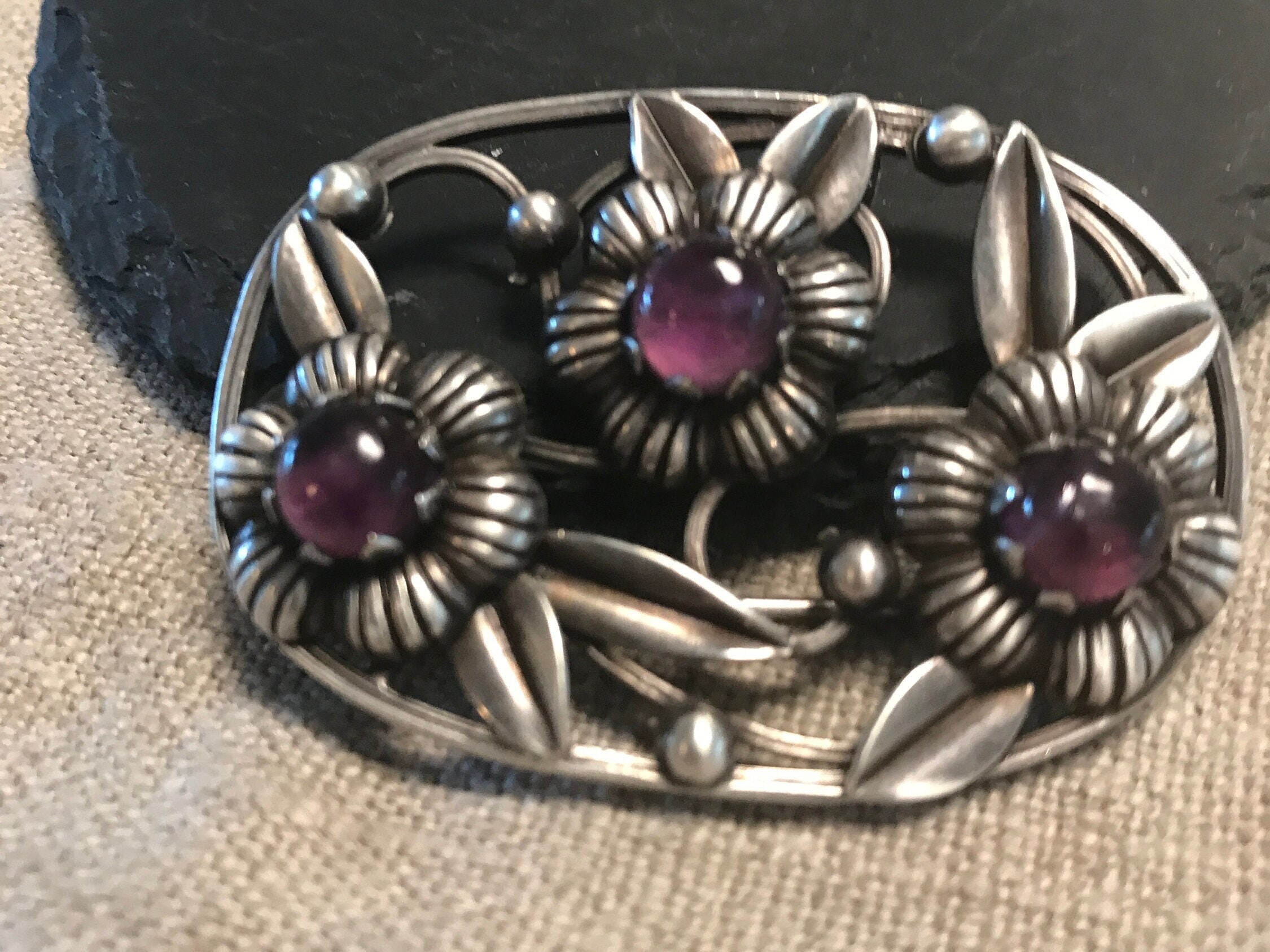 meico*.。♡　0916 Mexican Brooch Early 980 Taxco Silver Rare Hand Wrought Genuine