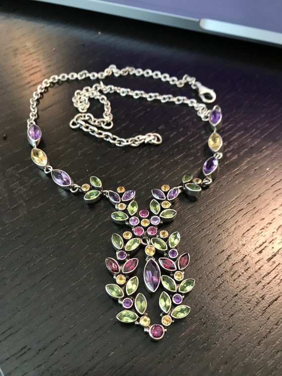 Elaborately jeweled Nicky Butler statement neckla… - image 1