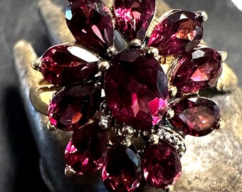 Broche En Argent Vermeil Avec Grenats Almandins - Occasion Très Bon état, Pierres Rouges, Argent 925
