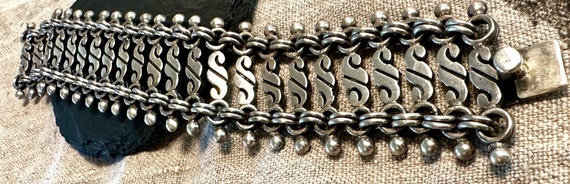 OLDER Mexican sterling dramatic heavy link bracel… - image 2