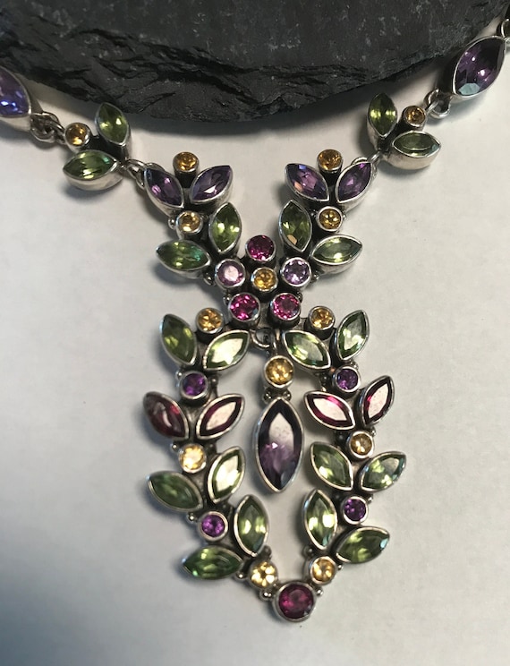 Elaborately jeweled Nicky Butler statement neckla… - image 3