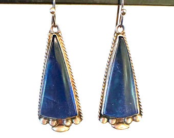 Sterling Cobalt Earrings vintage Mexican-Mid Century