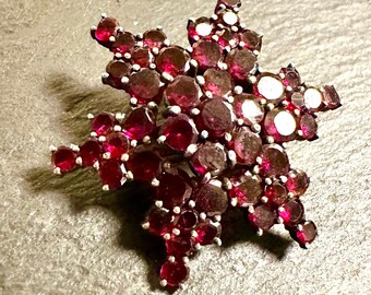 Broche Vintage En Grenat Pyrope – Occasion, Pierre Principale Indéfinissable, Métal Inconnu, Sans Marque