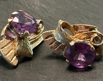 Retro 14k Pierced Earrings, Lovely Hollywood Regency