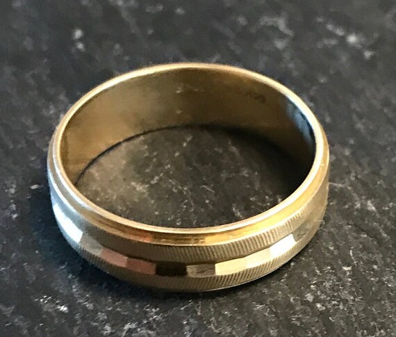 14k Wed Lok Vintage Wide Gold Distinctive Band Ring-unusual Design