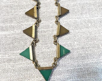 Necklace Art Deco colorful triangles(paste) 16.5"