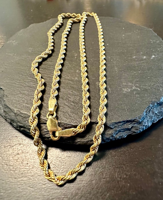 Italian 18k vintage twisted rope chain, 2.5mm-17.5